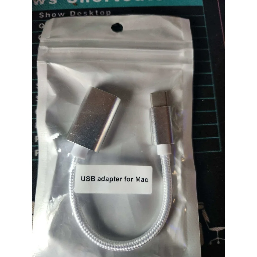 Unbranded USB-C to USB-A Adapter Mac iPad OS Silver New Braided OTG Dongle